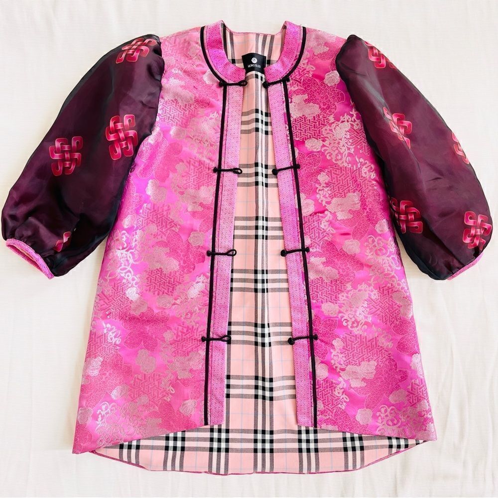 Girls Long Jacket Thin Light Coat Silk Dressy Party Floral Asian Longsleeve 8-9